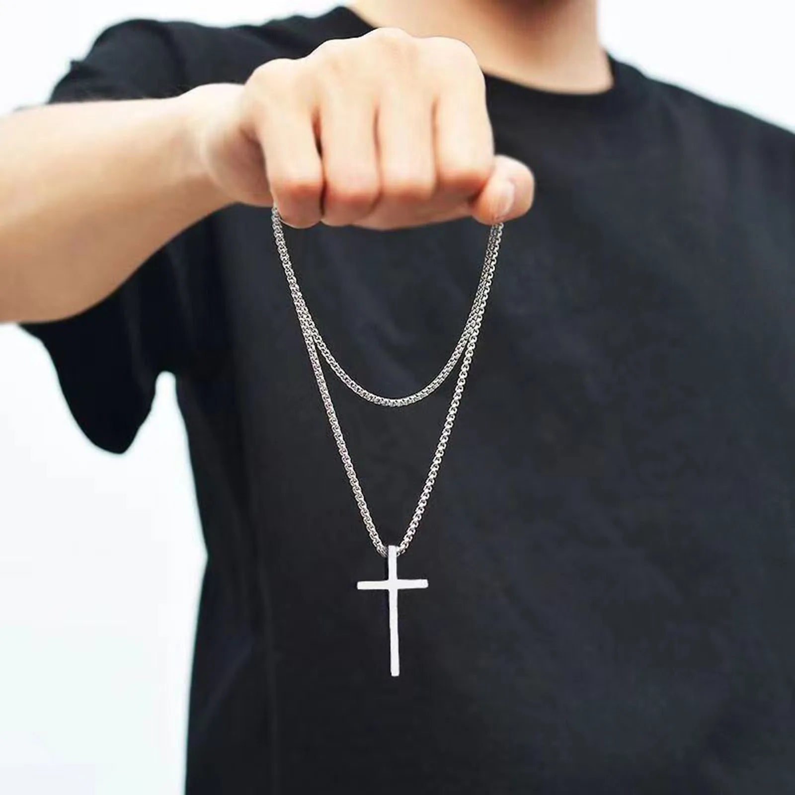 Box Chain Cross Necklace