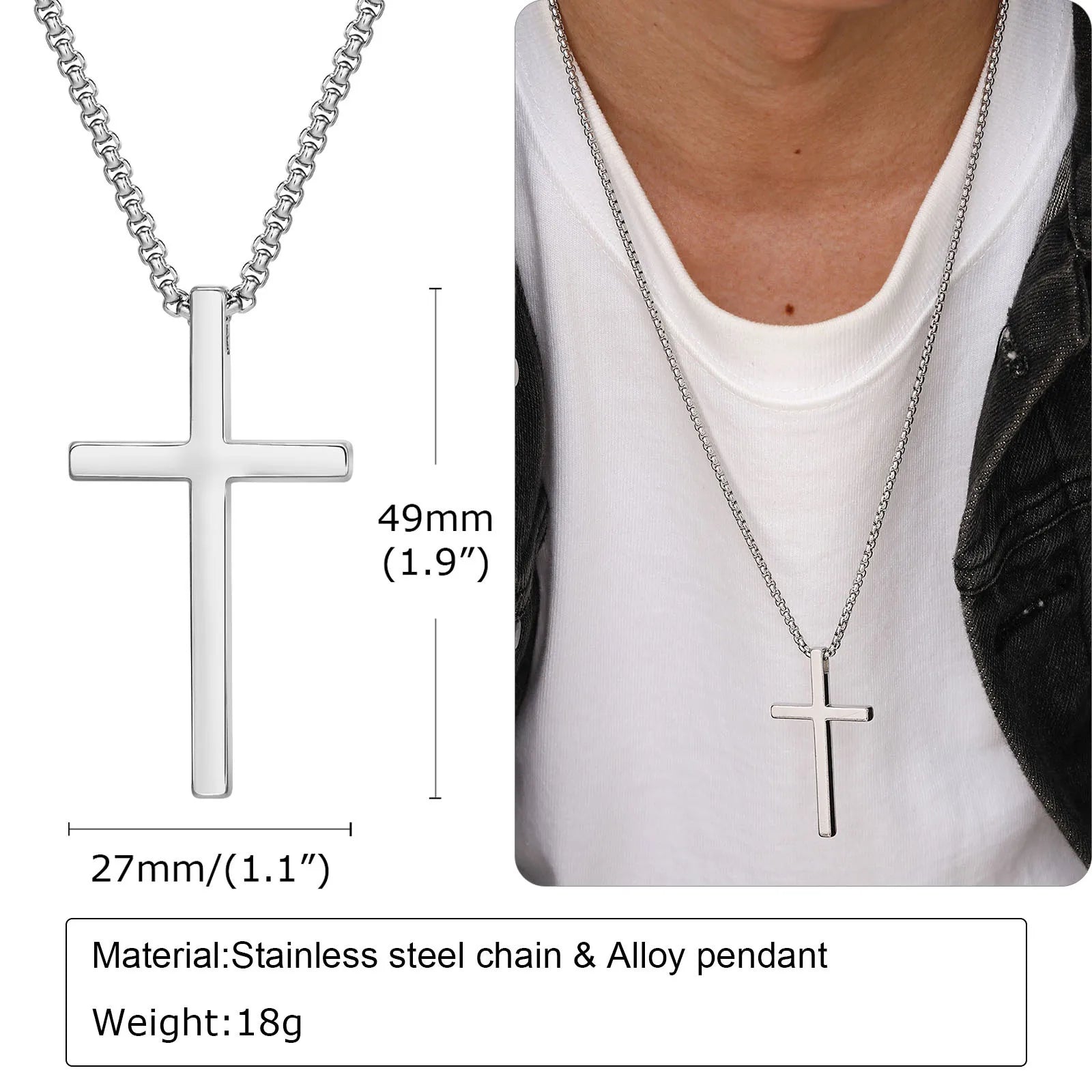 Box Chain Cross Necklace