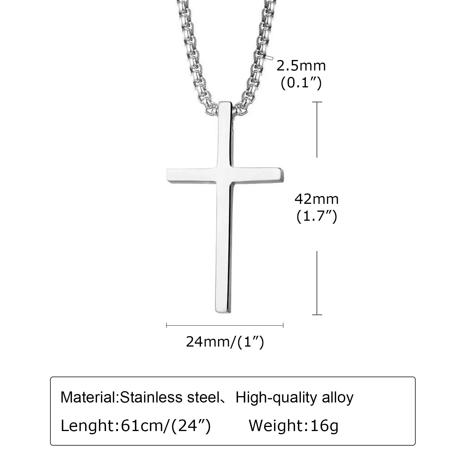 Box Chain Cross Necklace