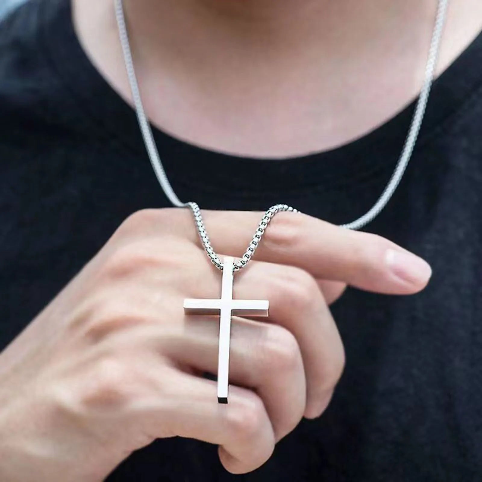 Box Chain Cross Necklace