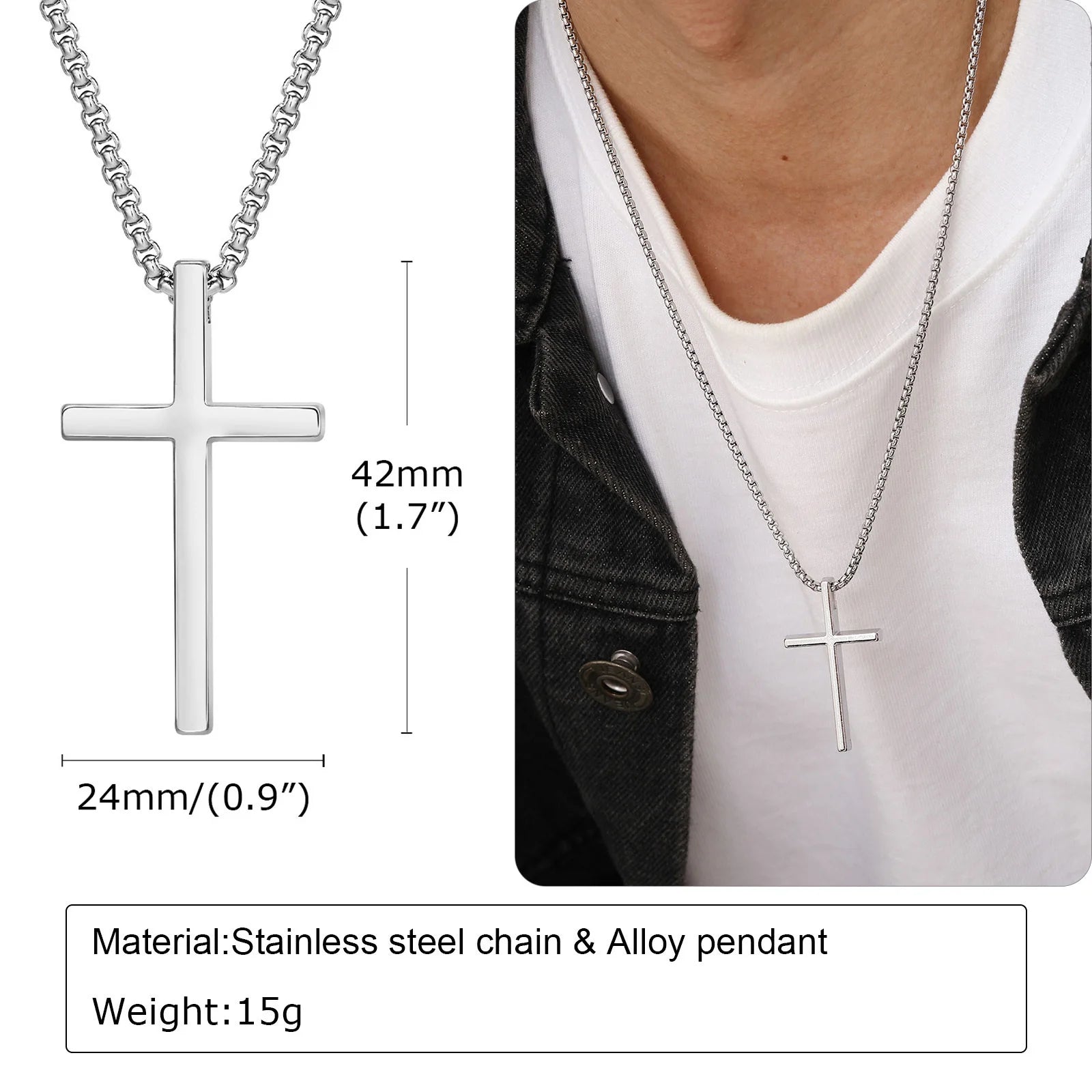 Box Chain Cross Necklace
