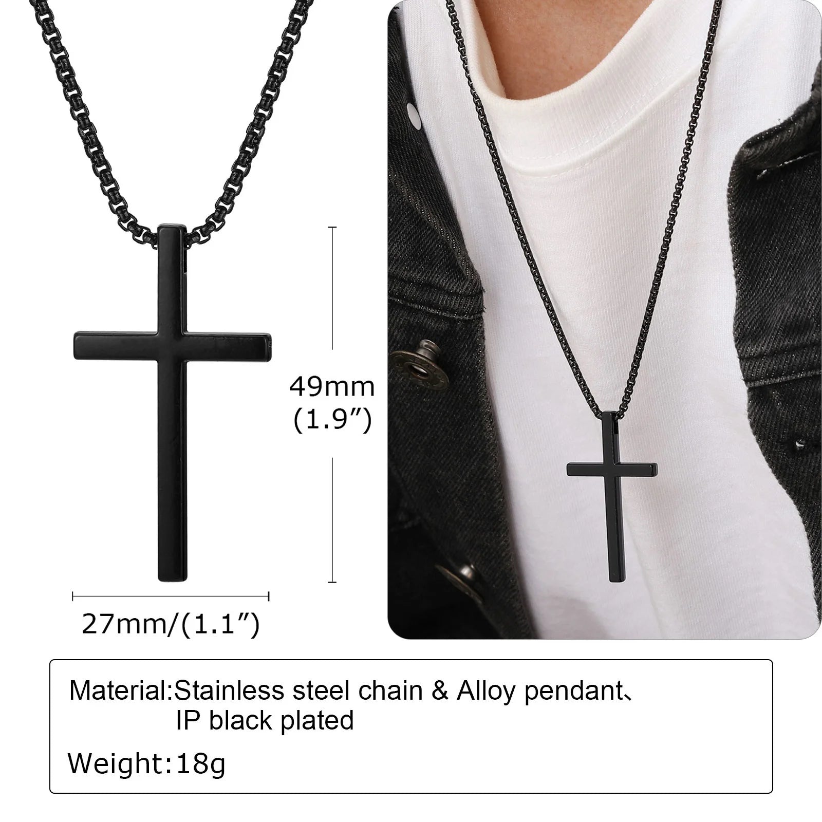 Box Chain Cross Necklace