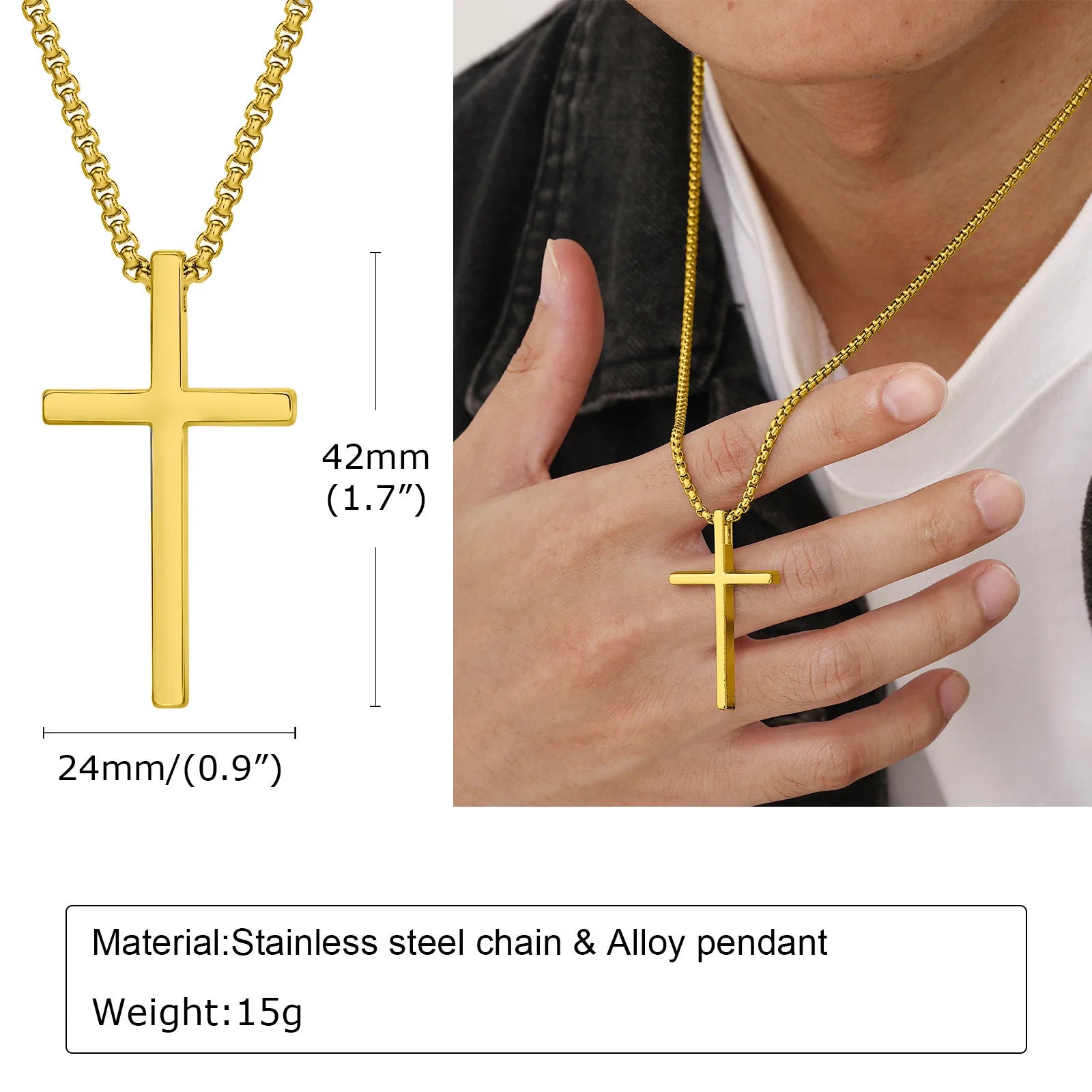 Box Chain Cross Necklace